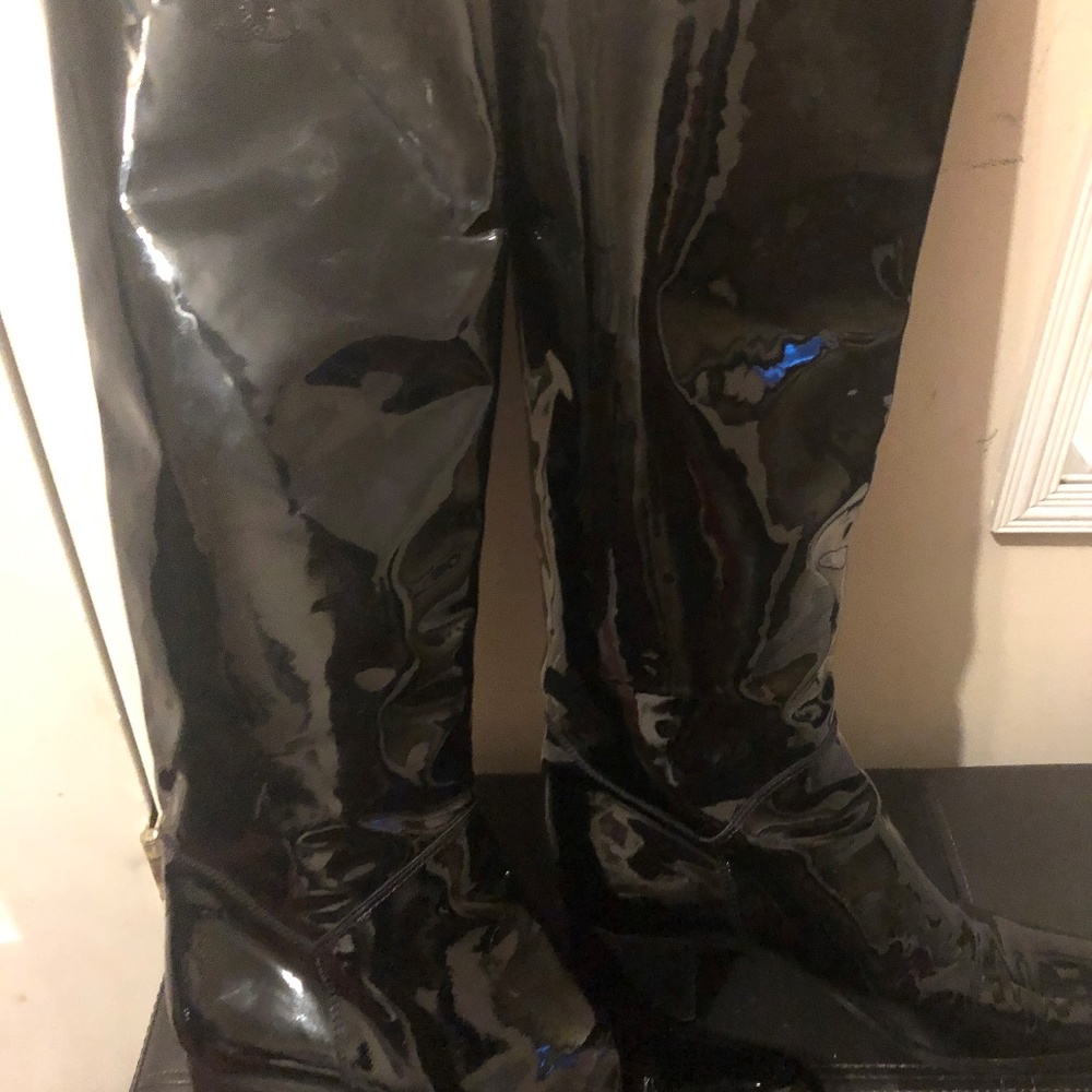 Black Patent Channel Boots